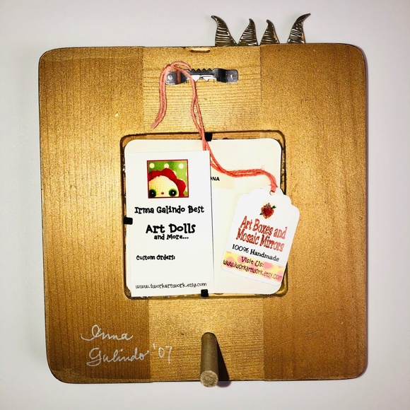 LA CORONA MIRROR Handmade Decorative Mixed Media Mosaic Tile Purple Terra Cotta - Picture 5 of 12